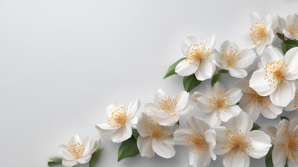 Fototapeta premium white photo background with small flower decoration