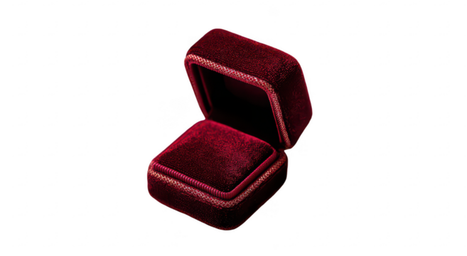 Red velvet ring box open