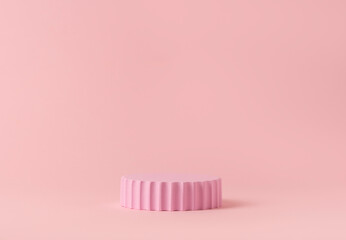 Beauty Cosmetics Product Presentation Scene made with Pink Round Column on Soft Pink Background