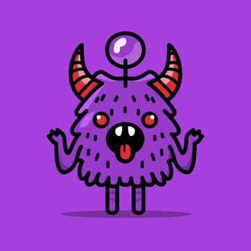 Cute flat design monster character illustration - Flump