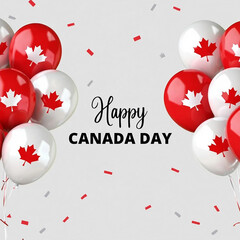 Happy canada day balloons and confetti celebration