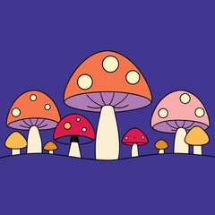cartoon glowing mushroom forest.eps