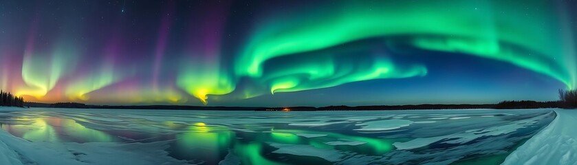 Aurora Over Frozen Lake