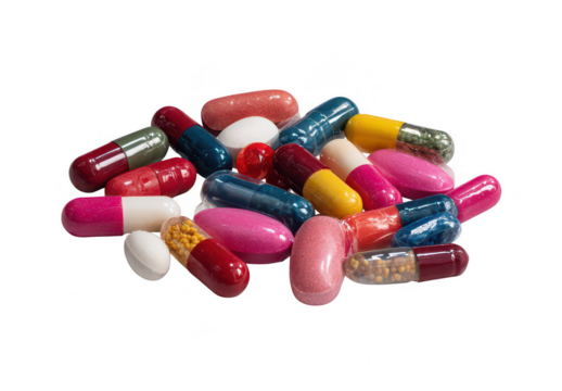 Colorful pills piled up