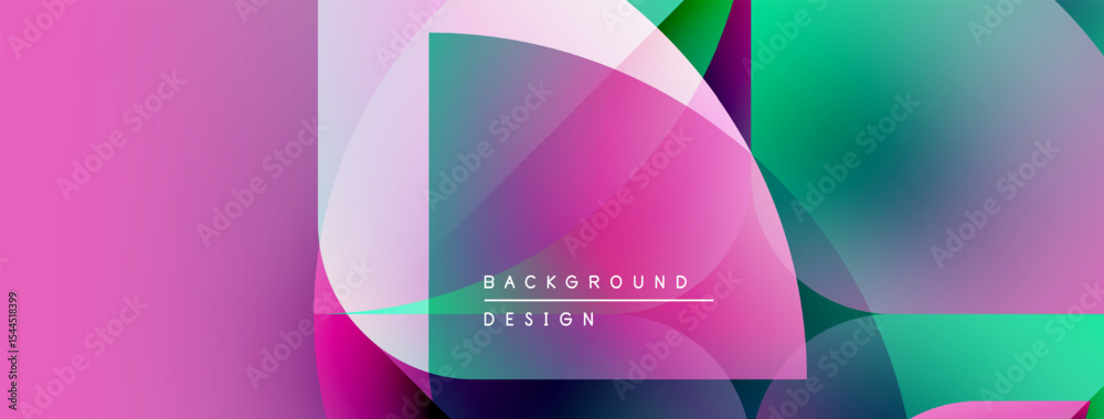 Poster Abstract colorful background. Overlapping shapes create dynamic visual effect. Modern design elements present vibrant gradients.