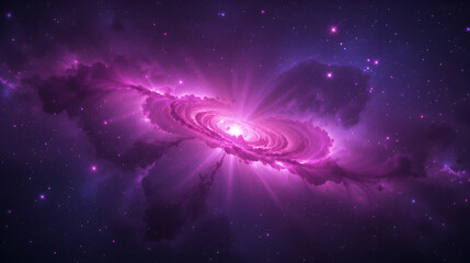 Majestic Purple Nebula with Glowing Pink Stardust and Bright Stars in Deep Space