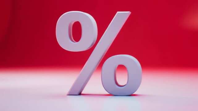 White Percentage Symbol on Red Gradient Background