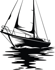Boat Silhouette Icon Vector Minimalist Nautical Symbol on White Background