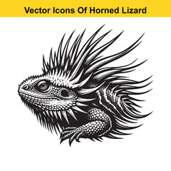 Horned Lizard Cartoon Vector – Desert Reptile Western Style