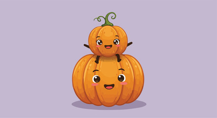 Adorable Cartoon Pumpkins with Happy Faces