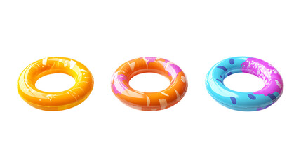 Pack Collection Vibrant Donut Trio Colorful Bakery Treats set against transparent background