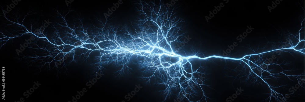 Aufkleber Glowing Branching Lines Create an Abstract Digital Neural Net Against a Black Background