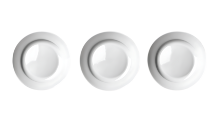 Pack Collection Elegant White Porcelain Dinner Plates Set of Three Perfect for Everyday Dining set against transparent background