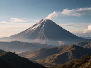 Fototapeta premium Majestic Volcano with Rising Smoke