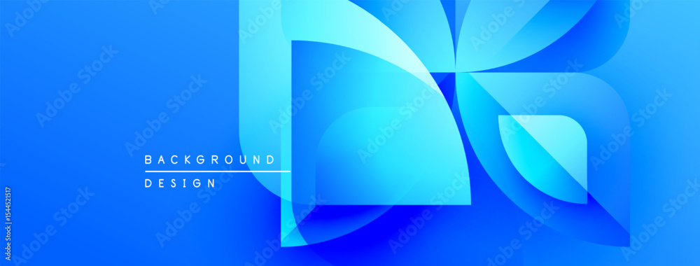 Poster Abstract blue gradient design. Overlapping shapes create modern visual effect. Bright, dynamic composition suitable for backgrounds.