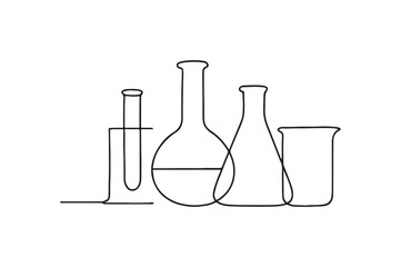 Science lab setup continuous one line drawing minimalism design