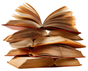 Stacked Books Open Pages