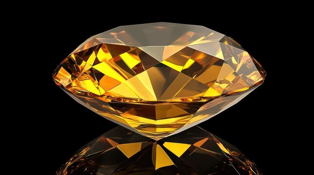 A large, faceted, yellow diamond with a black background
