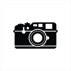 Minimalist Camera Icon Silhouette Vector Isolated on White Background