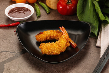 Crispy breaded golden fried prawns