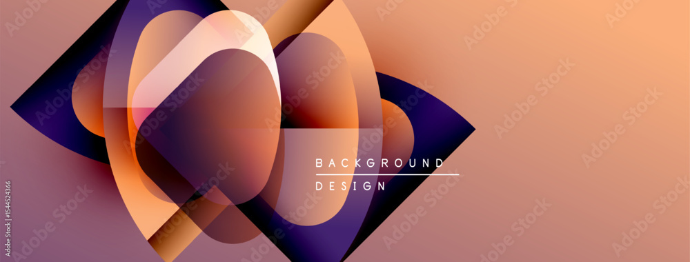 Poster Abstract geometric shapes overlap, creating vibrant gradients. Warm tones dominate composition, suggesting modern design elements.
