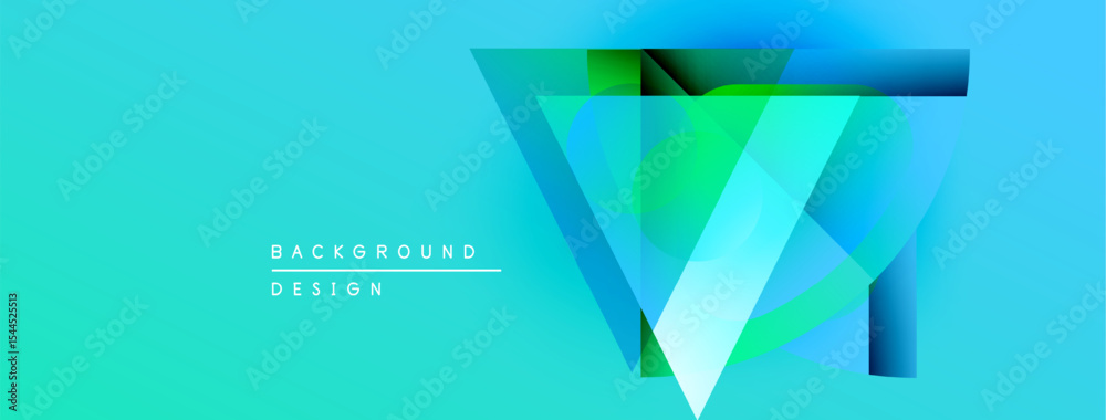 Poster abstract geometric design. vibrant turquoise, green hues create layered effect. modern background su