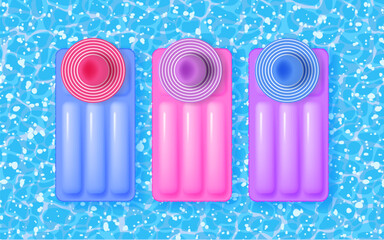 Color air mattresses and beach hats