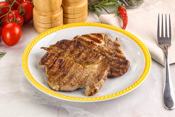 Grilled pork neck sirloin steak