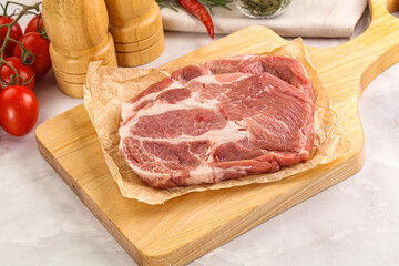 Raw pork neck steak sirloin
