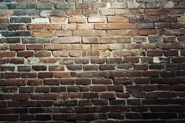 Rustic brick wall with weathered texture and aging mortar. AI generated