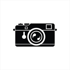 Minimalist Camera Icon Silhouette Vector Isolated on White Background