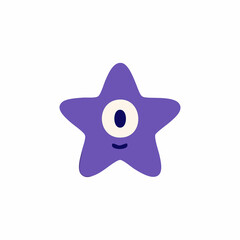 A purple star-shaped creature with a single eye and a small smile