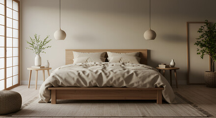 Minimalist Scandinavian Style Bedroom with Neutral Tones
