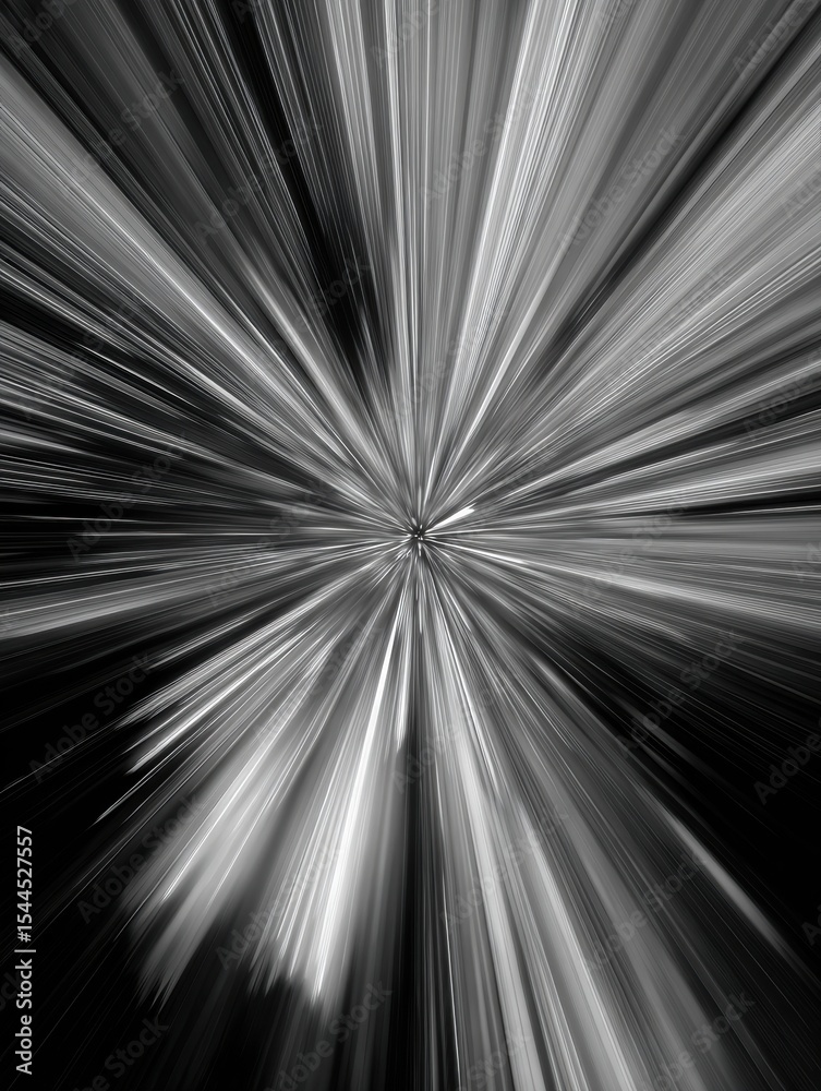 Poster Stunning Abstract Starburst Pattern Radiating From the Corner, Showcasing Dynamic Movement in Monochrome Tones for a Striking Visual Impact