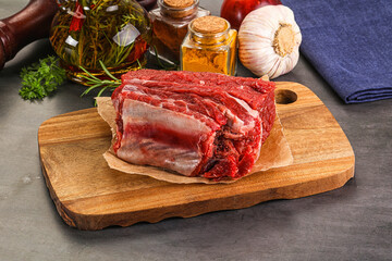 Raw beef ribs for cooking