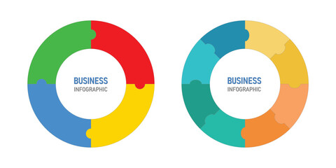 Circle puzzle infographic. Diagram, graph, presentation. Set of puzzle pieces. Vector illustration	