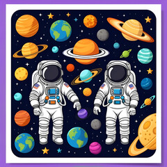 Find two same space objects, cartoon astronaut spaceman with planets and comets, vector kids quiz game. Galaxy starship and alien UFO or martians in outer space worksheet to find and match objects