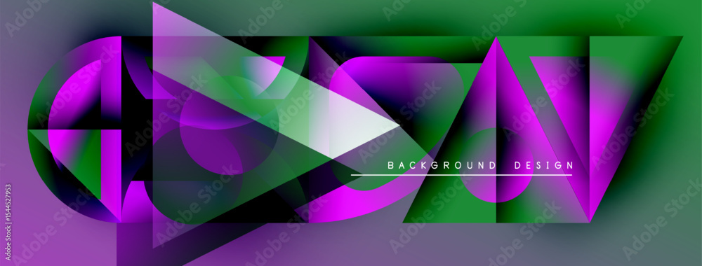 Aufkleber Abstract geometric design. Purple, green hues blend, creating dynamic visual effect. Modern background texture for projects.