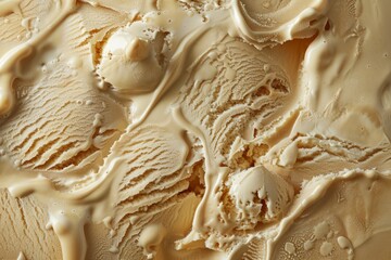 Photo of Caramel and apple ice cream in orange color. Food photo for backdrops or recipes