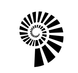 Spiral Staircase Abstract Icon – Black and White Geometric Vector Design