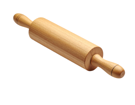 Wooden rolling pin for baking dough.