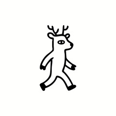 Simple black line drawing of a stylized deer walking