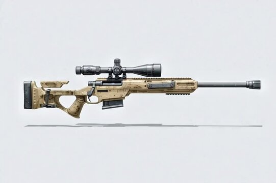 Modern Tactical Sniper Rifle on Clean Background