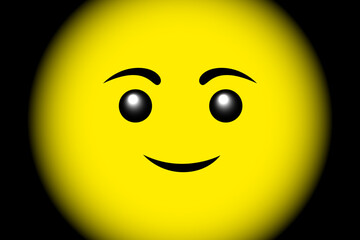 Beautiful yellow Smiley emoji isolated on black background - vector illustration