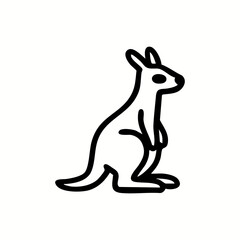Simple black line drawing of a kangaroo
