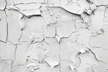 Photo of Rough peeled white plaster wall. Background texture for backdrops or mapping