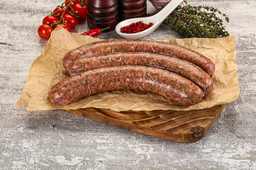 Raw beef and lamb sausages