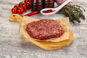 Raw beef burger cutlet for grill