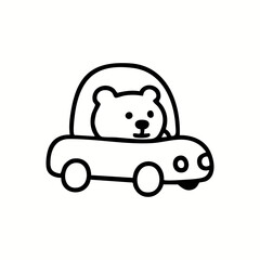 Cute bear driving a simple car