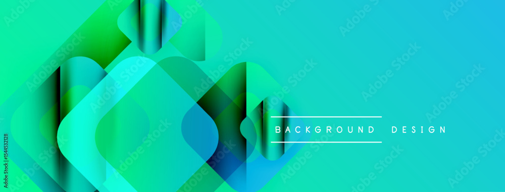 Poster Abstract geometric shapes overlap, creating vibrant turquoise gradient effect. Modern design suitable for backgrounds, presentations.
